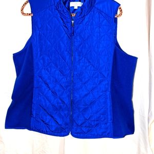 Talbots Quilted vest with stretch sides zip front with snaps Size PetiteXL